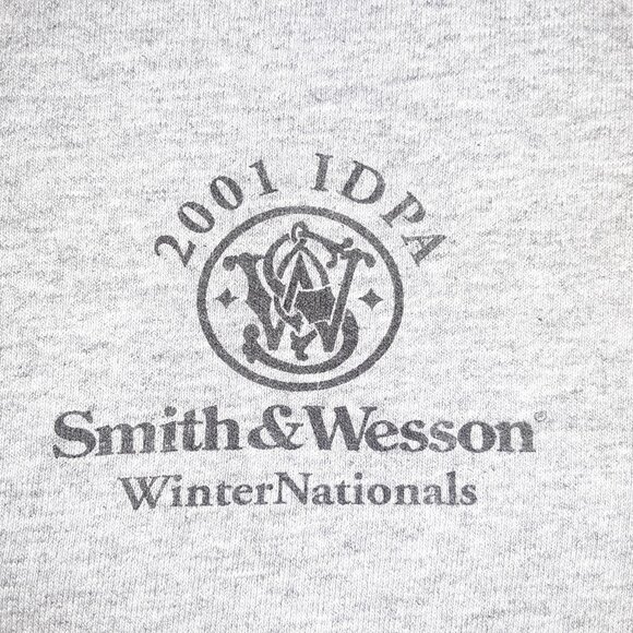 Smith & Wesson IDPA Long Sleeve Gray Tee Shirt * Med Large * Graphics on Sleeves - Picture 1 of 9